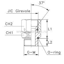 Соединение с накидной гайкой уплотнением O-RING, метрическая резьба